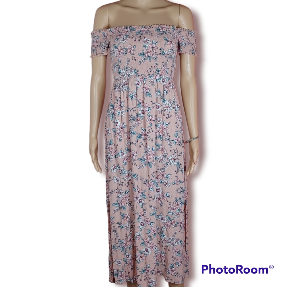 Aeropostale Light Pink Floral Midi Dress